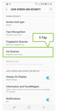 Samsung Galaxy S8/S8+ - How do I register my Iris for Iris recognition on lock screen?