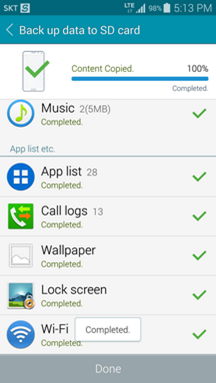 How can I backup my data to SD card using Smart Switch Mobile?