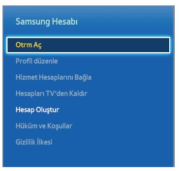 F serisi televizyonumda Samsung Hesabı nasıl oluşuturabilirim?
