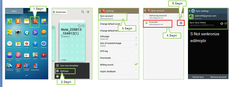 S Not dosyalarını Evernote hesabımla nasıl senkronize ederim?