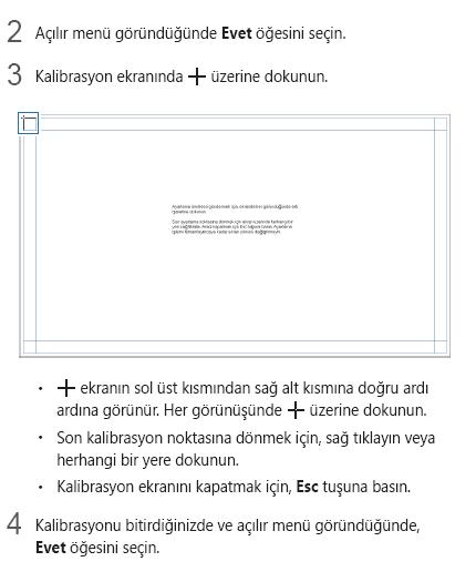 XE700T1C-H01TR model tabletimde ekran kalibrasyonunu nasıl yapabilirim?