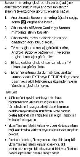 BD-H6500 Bluray'de Screen Mirroring Nasıl Kullanırım?