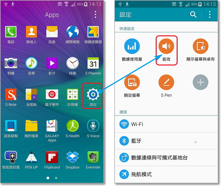 GALAXY Note 4 如何變更自訂/新增的鈴聲?