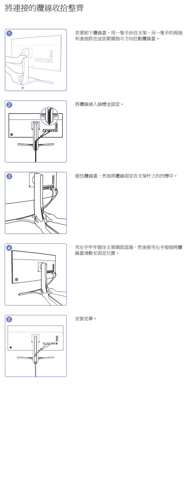 如何拆卸螢幕後方纜線蓋?