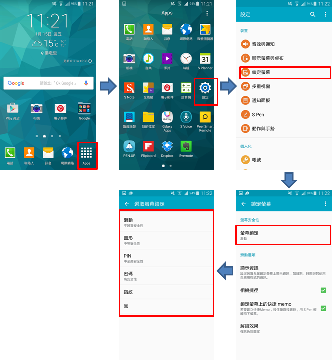 Galaxy Note 4 如何變更螢幕鎖定方式?