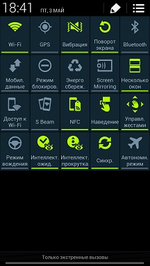 Опції панелі швидкого налаштування телефону Galaxy S4