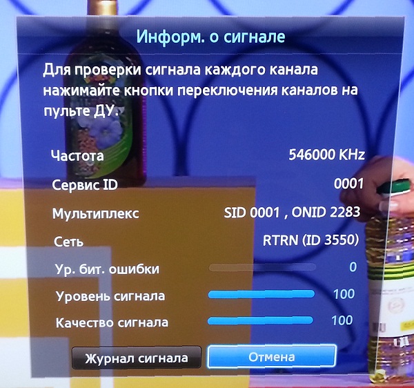 Виведення інформації про цифровий сигнал телебачення на екран телевізора серії F.