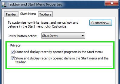 Taskbar and Start Menu Properties
