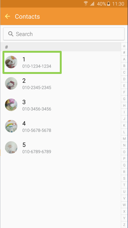 Selectati contactul pe care dotiti sa il asignati la ecranul edge