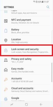 Selectati Ecran blocare si securitate