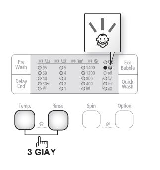 Child lock (Khóa trẻ em) trên máy giặt WF0794 dùng làm gì và cách bật/tắt tính năng này?
