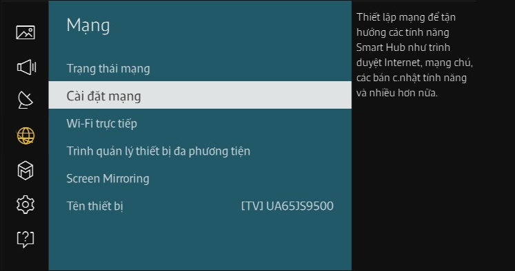 Làm thế nào để kết nối TV UA65JS9000 vào mạng không dây?