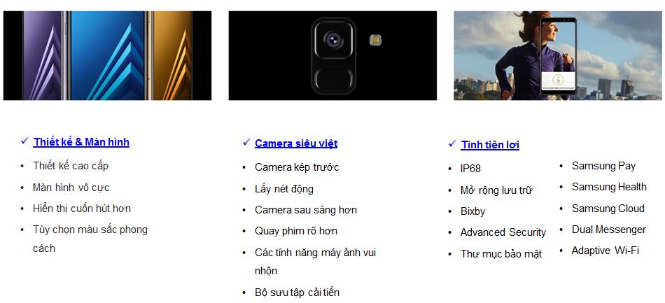 Các ưu điểm trên A8/A8+ 2018