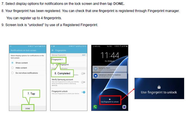 How do I register a fingerprint on my Samsung Galaxy S7/S7 Edge?