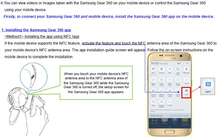How do I connect the Samsung Gear 360 to a mobile device?
