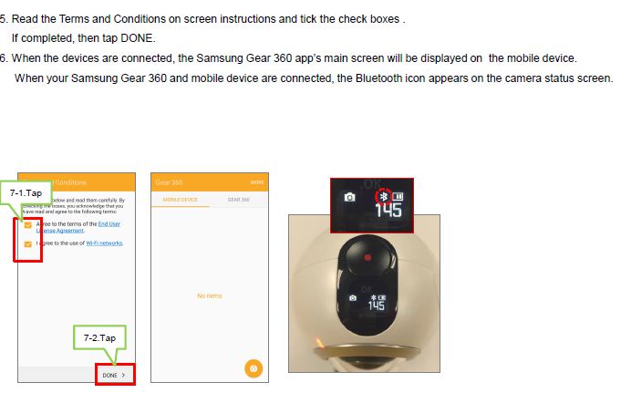 How do I connect the Samsung Gear 360 to a mobile device?