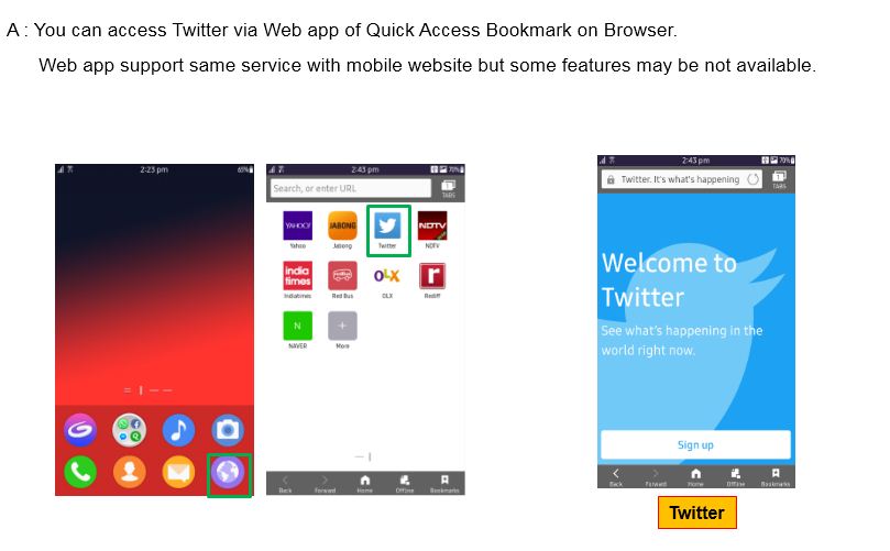 I can’t search Twitter among preloaded applications on Samsung Z4.
