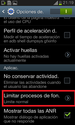 Como limitar las actividades en segundo plano en nuestro Galaxy S3 mini (GT-I8190)