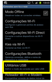 Android 2.3: Como conectar o Aparelho em modo de armazenamento em massa?
