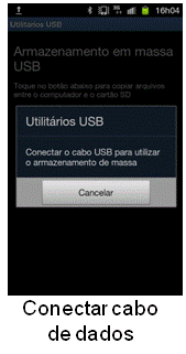 Android 2.3: Como conectar o Aparelho em modo de armazenamento em massa?