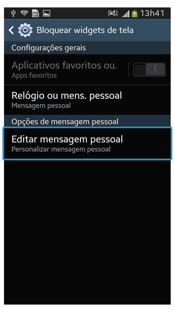 Como editar a mensagem pessoal da Tela de Bloqueio?
