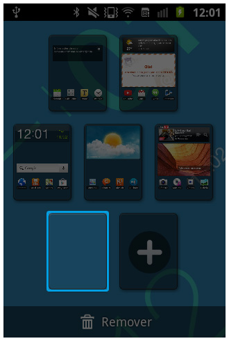 Android 2.3.6: Como criar ou excluir páginas da Tela Inicial?
