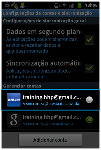 Android 2.3.6: Como remover uma conta cadastrada em seu aparelho?