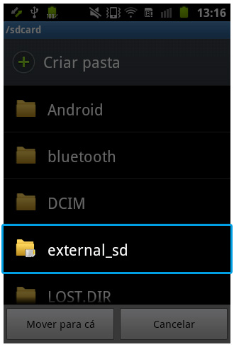 Android 2.3.6: Como mover arquivos para o Cartão de Memória?