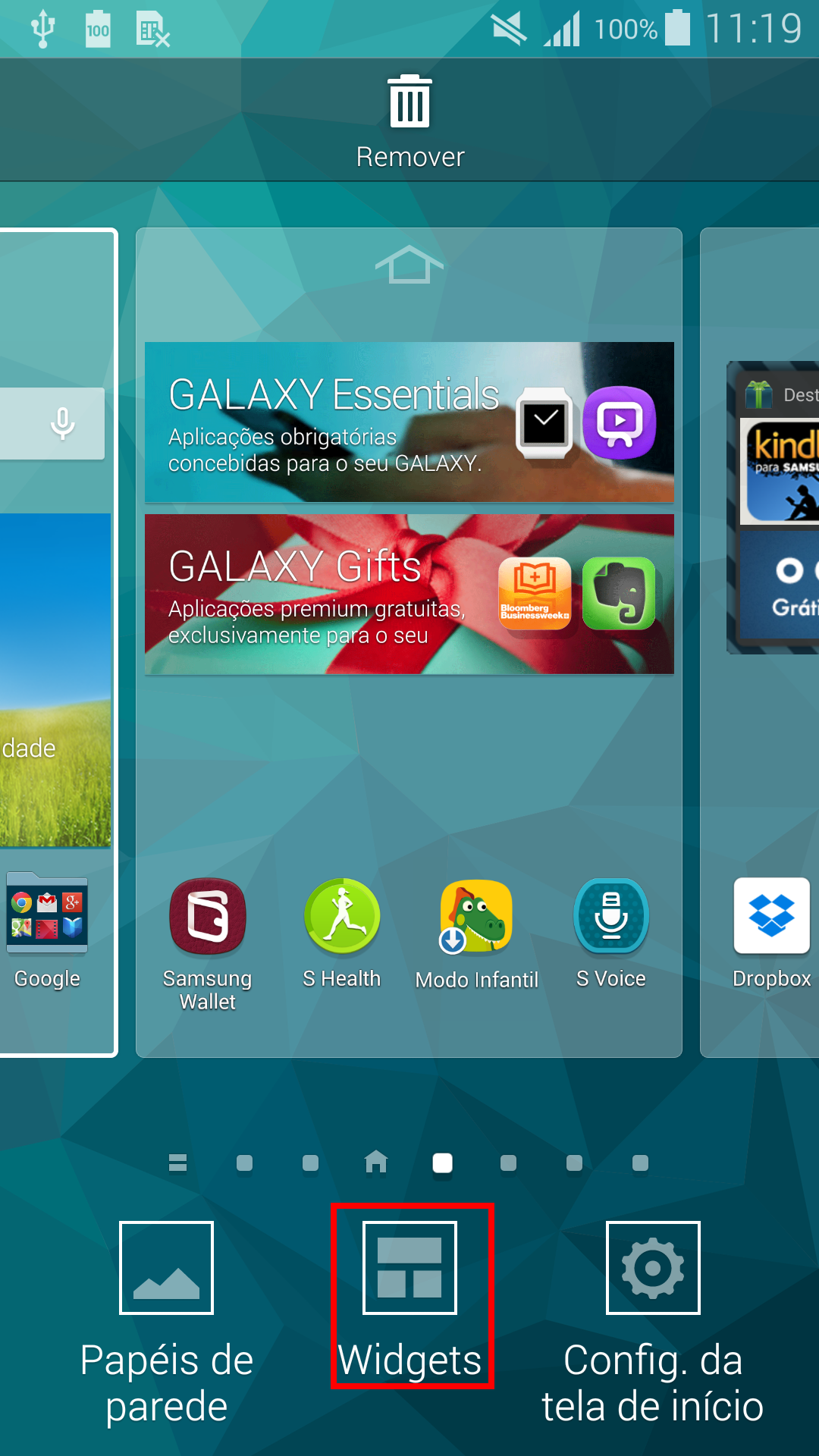 Como adicionar widgets na tela do seu Galaxy S5?