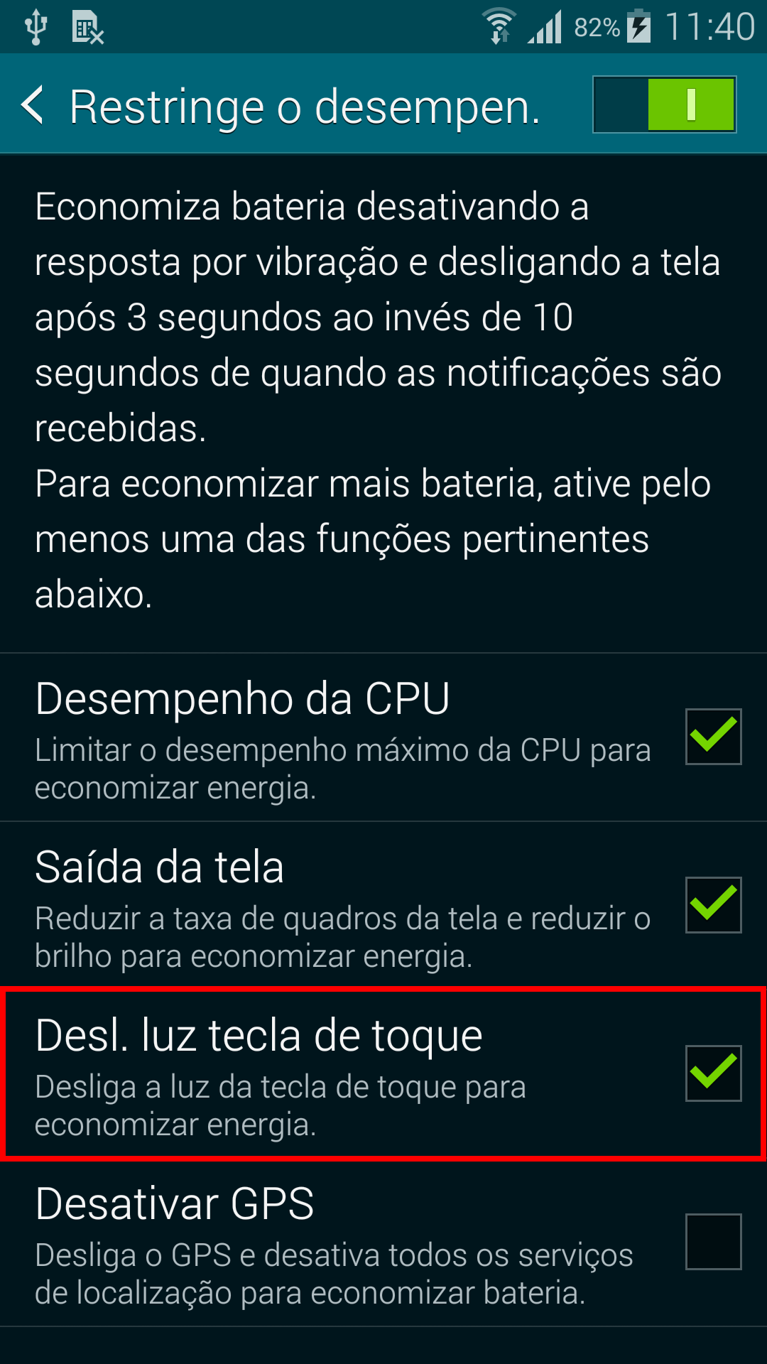 Modo de economia de energia: Como desativar o desligamento as luzes dos botões?