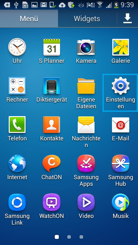 Software-Version überprüfen über Einstellungen