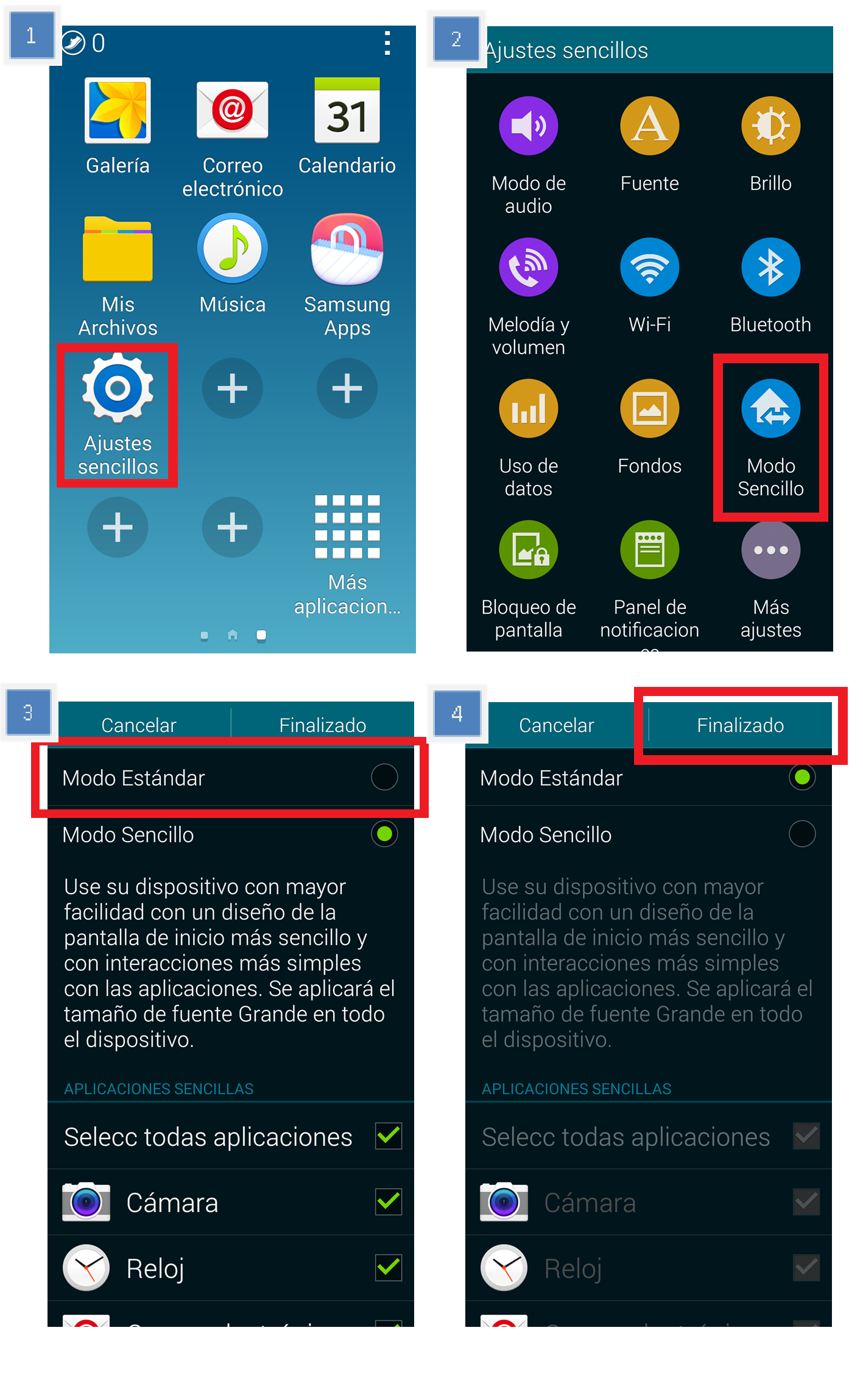 (Galaxy S5) Cómo utilizar el Modo Sencillo