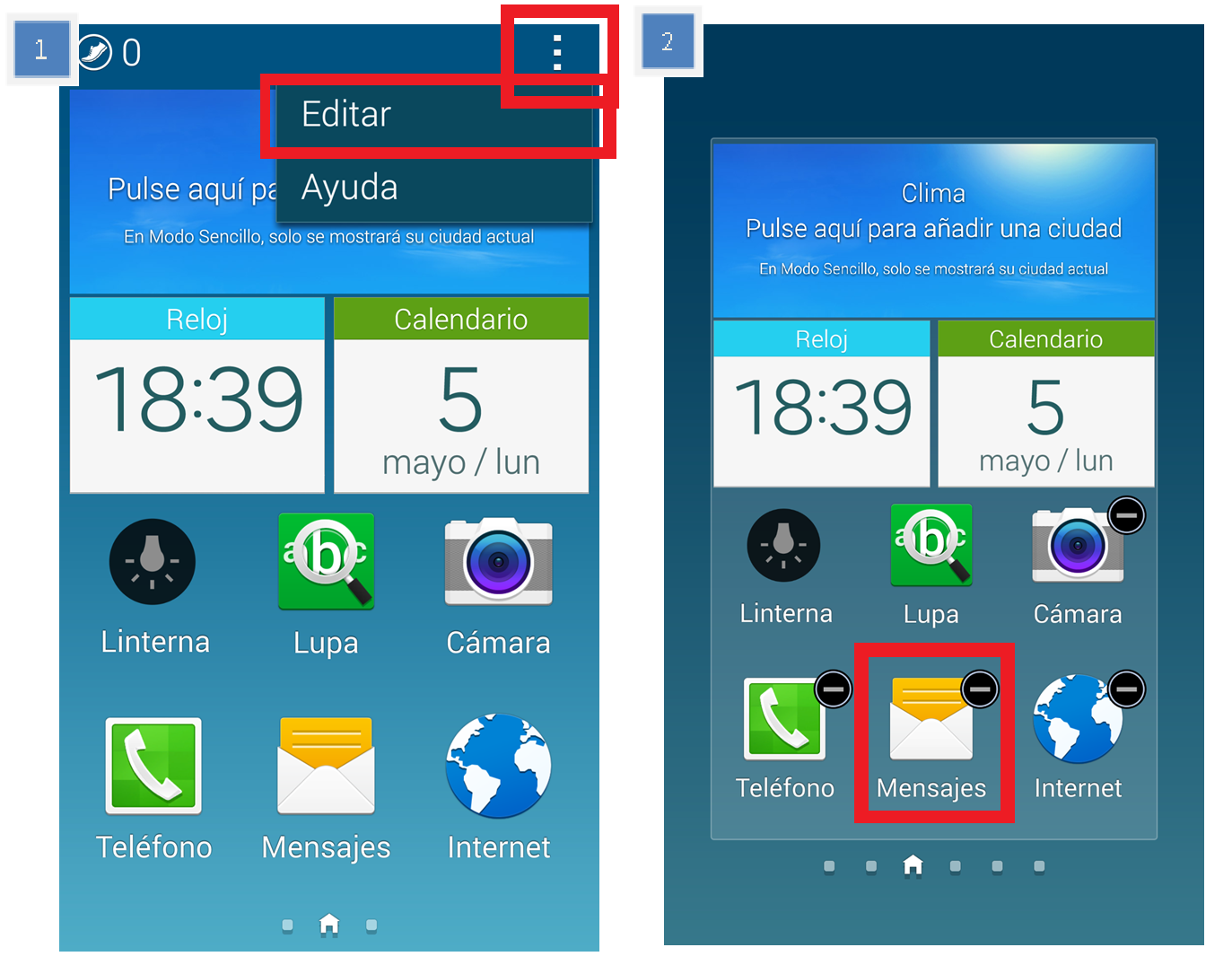 (Galaxy S5) Cómo utilizar el Modo Sencillo