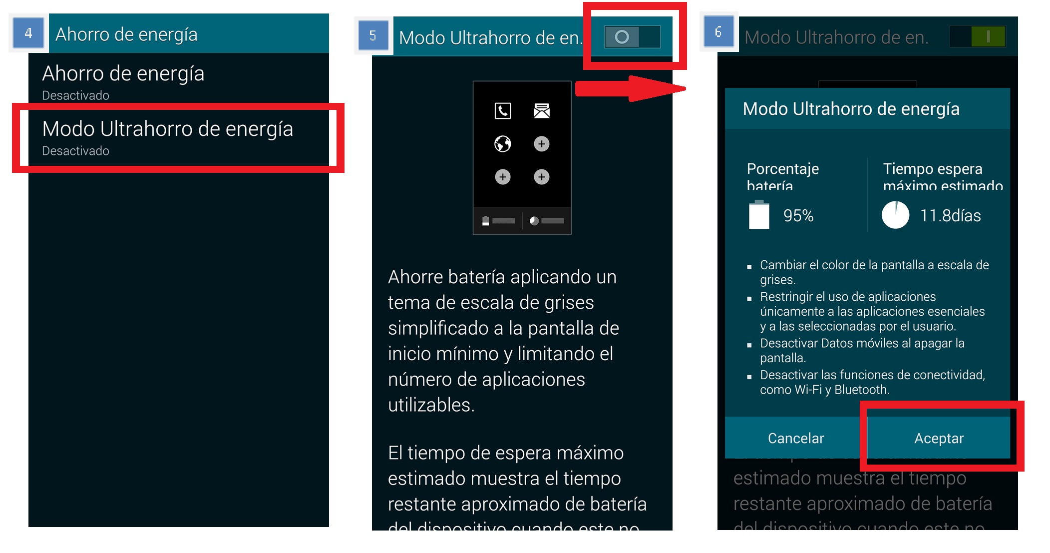 Galaxy S5: Ultrahorro de energía. ¿Cómo lo configuro?