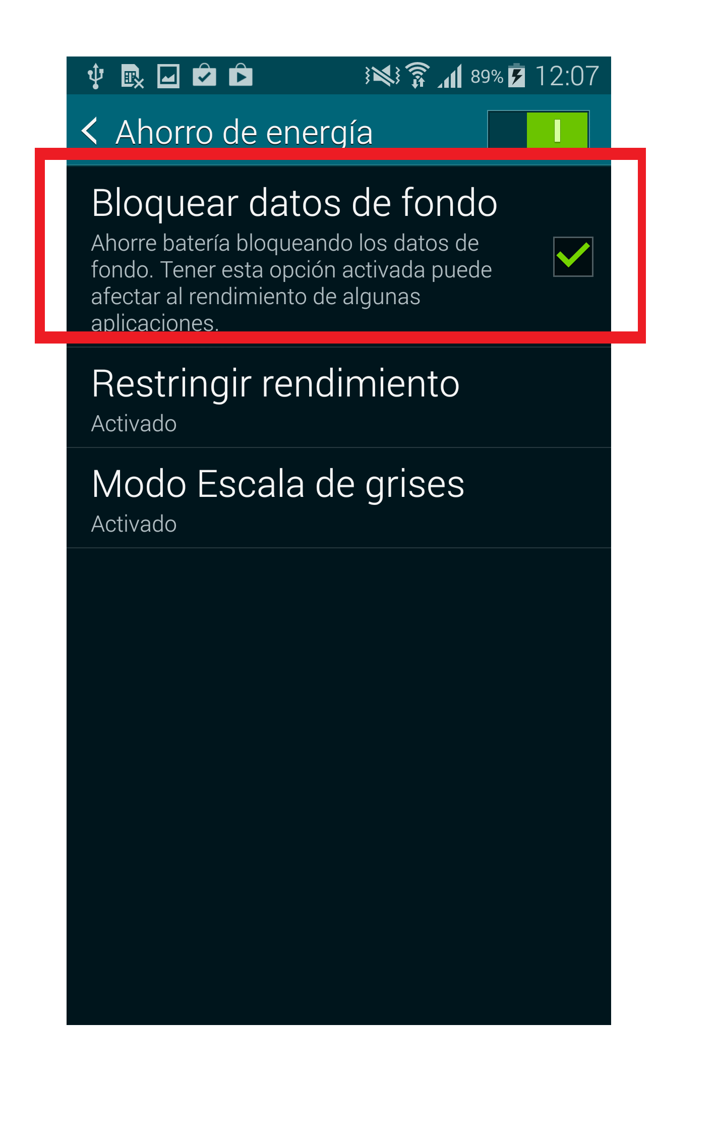 Galaxy S5: Ahorro de energía. ¿Cómo lo puedo configurar?