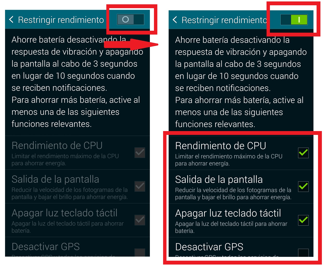 Galaxy S5: Ahorro de energía. ¿Cómo lo puedo configurar?