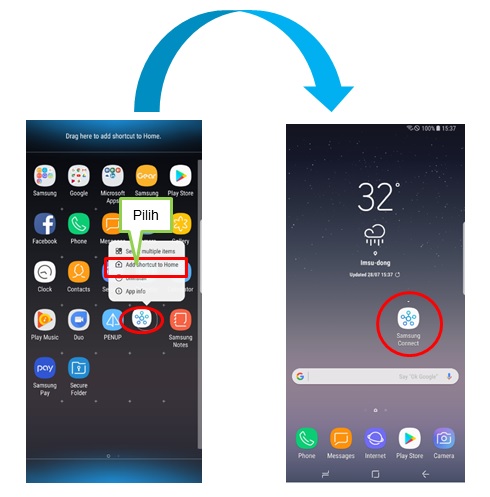 Cara menambah dan menghapus Shortcut pada halaman utama Note 8
