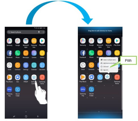 Cara Uninstall aplikasi pada Note 8