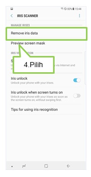 Bagaimana cara menghapus Iris pada Note 8?