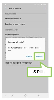 Bagaimana cara menghapus Iris pada Note 8?