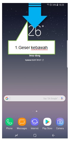 Bagaimana menampilkan Pengaturan Pencahayaan Layar pada panel notifikasi Note 8?