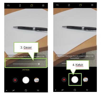 Bagaimana cara mengambil Potrait dengan fitur Live Focus?
