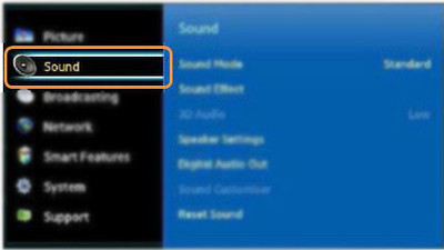 sound samsung reset settings tv option enter select key press