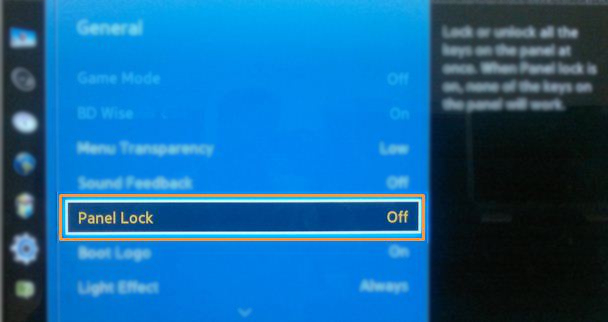 How to turn ON Panel Lock in Samsung TV's?