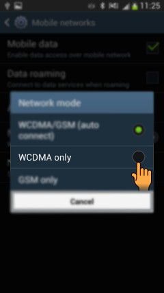 How to set up 3G(WCDMA) only Network in Samsung Galaxy S4(GT-I9500)?