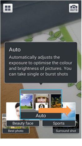 How to capture Surround shot picture in Samsung Galaxy Golden (GT-I9230)?