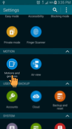 How to enable Swipe palm to capture in Samsung Galaxy S5?