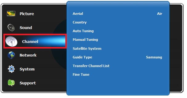 How to Tune channels when connected to a Antenna/Cable?