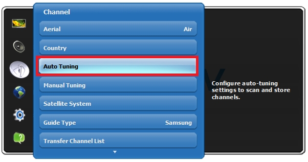 How to Tune channels when connected to a Antenna/Cable?