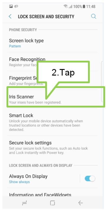 How do I delete the registered Iris on my Galaxy S8/S8+?